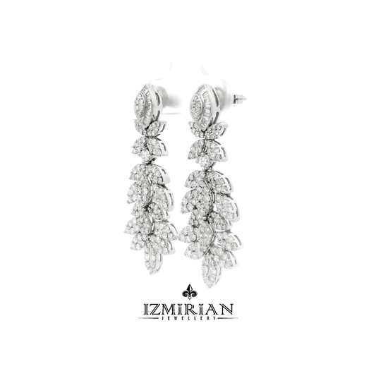 Diamond Leaf Chandelier Earrings