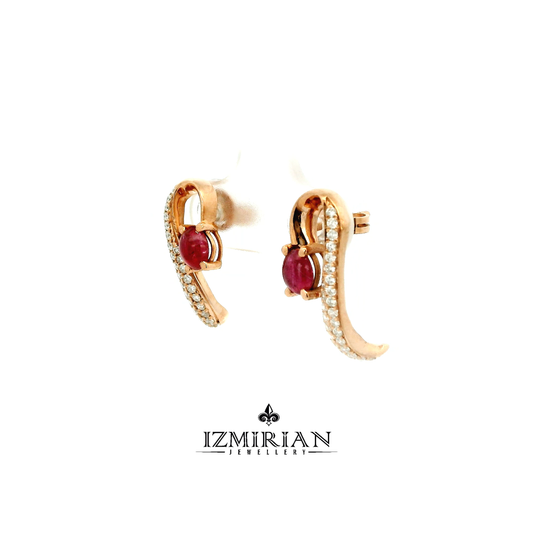 Ruby Base Clef Diamond Earrings