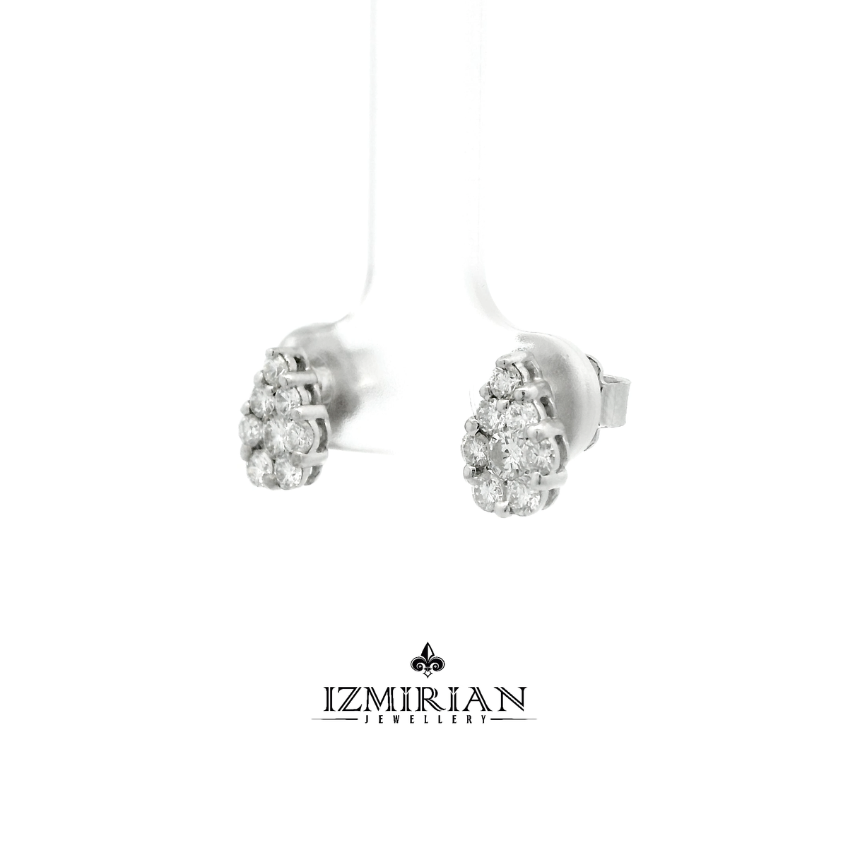 Pear Cluster Diamond Stud Earrings