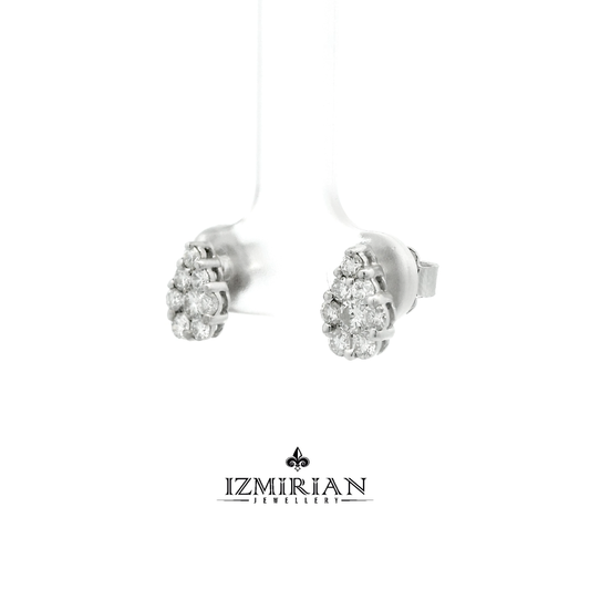 Pear Cluster Diamond Stud Earrings