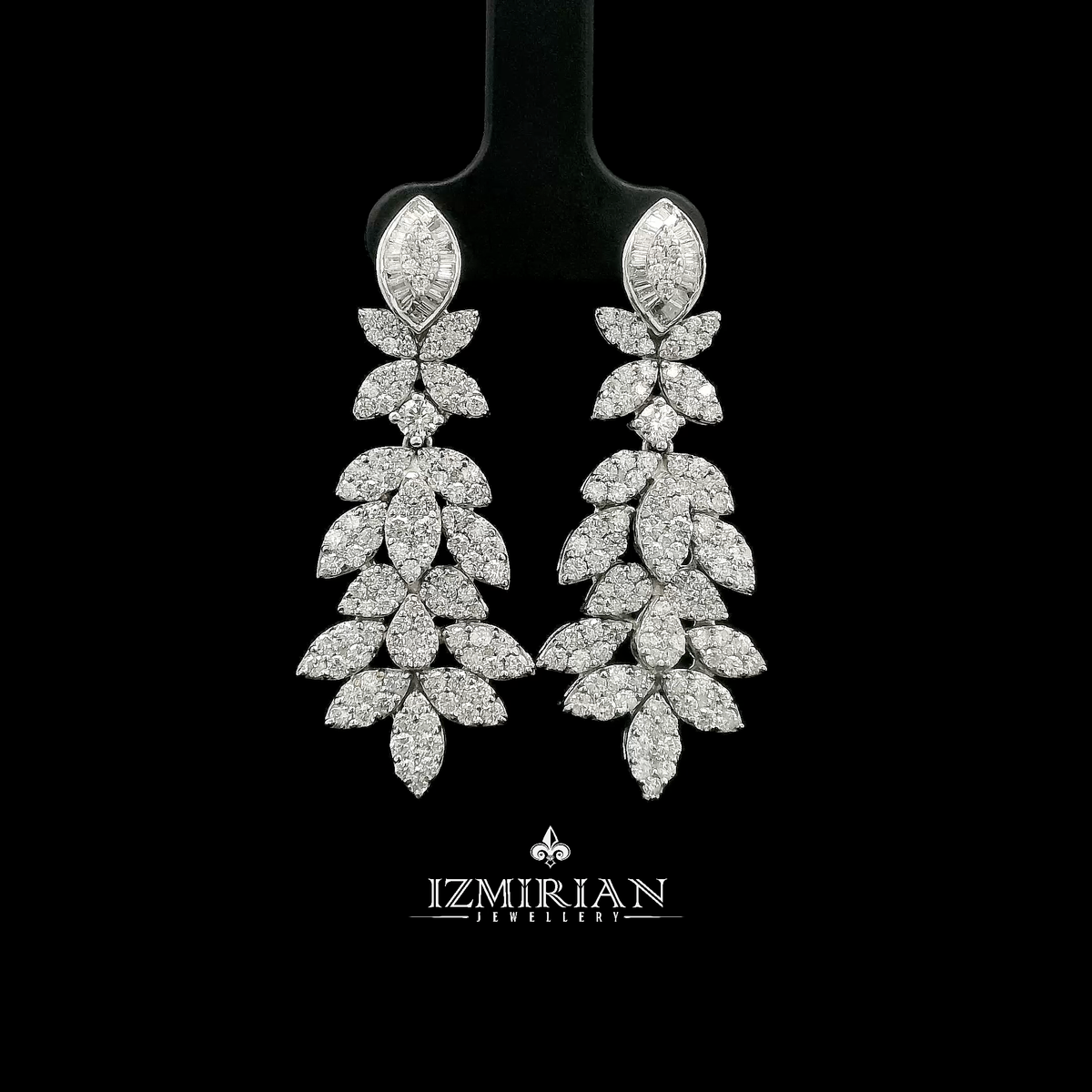 Diamond Leaf Chandelier Earrings