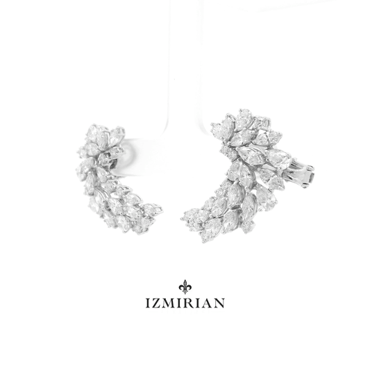 Mirrored Diamond Crescent Climber Earrings