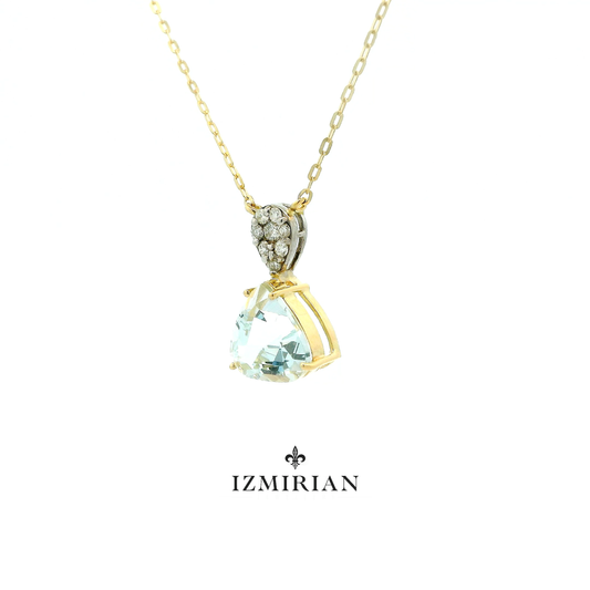 Trilliant Blue Topaz Diamond Necklace