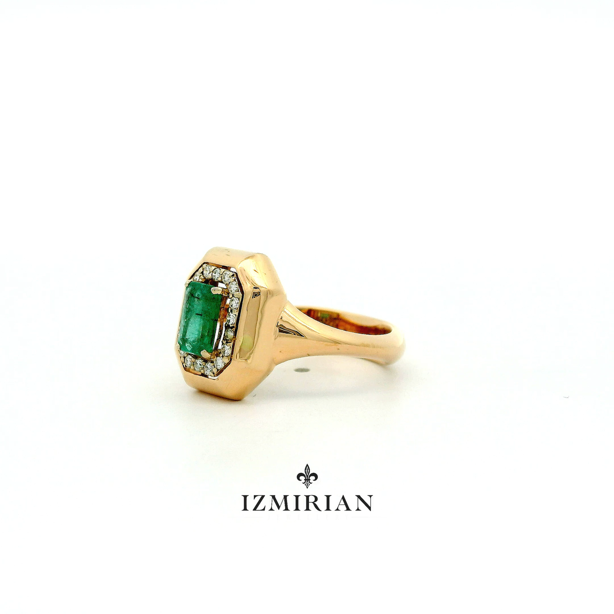 Emerald Octagonal Diamond Ring