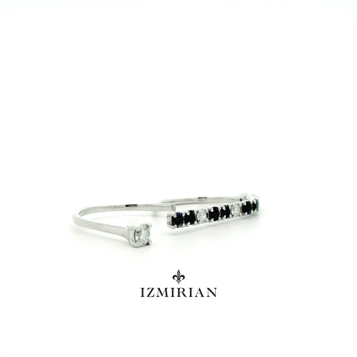 Diamond Line Sapphire Double Ring