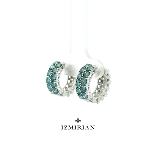 Blue Diamond Hoop Earrings