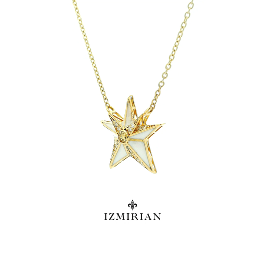 Enamel Dimensional Star Diamond Necklace