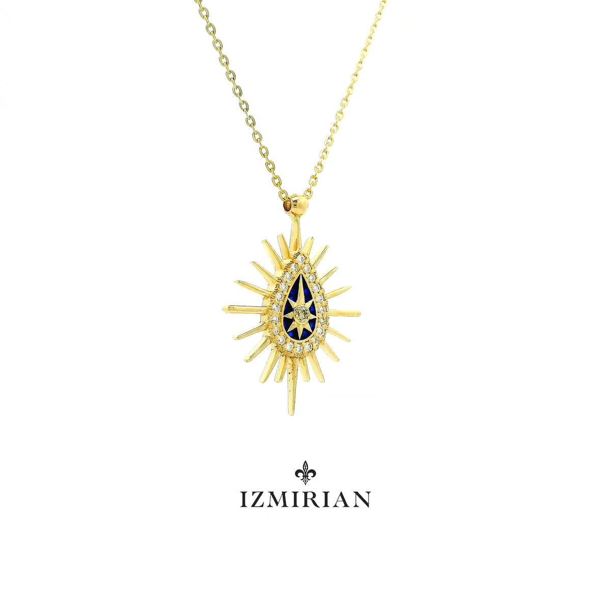 Cosmic Enamel Pear Sun Diamond Necklace