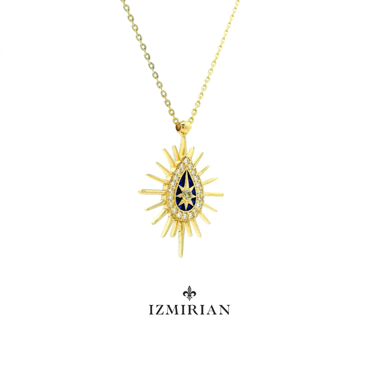Cosmic Enamel Pear Sun Diamond Necklace