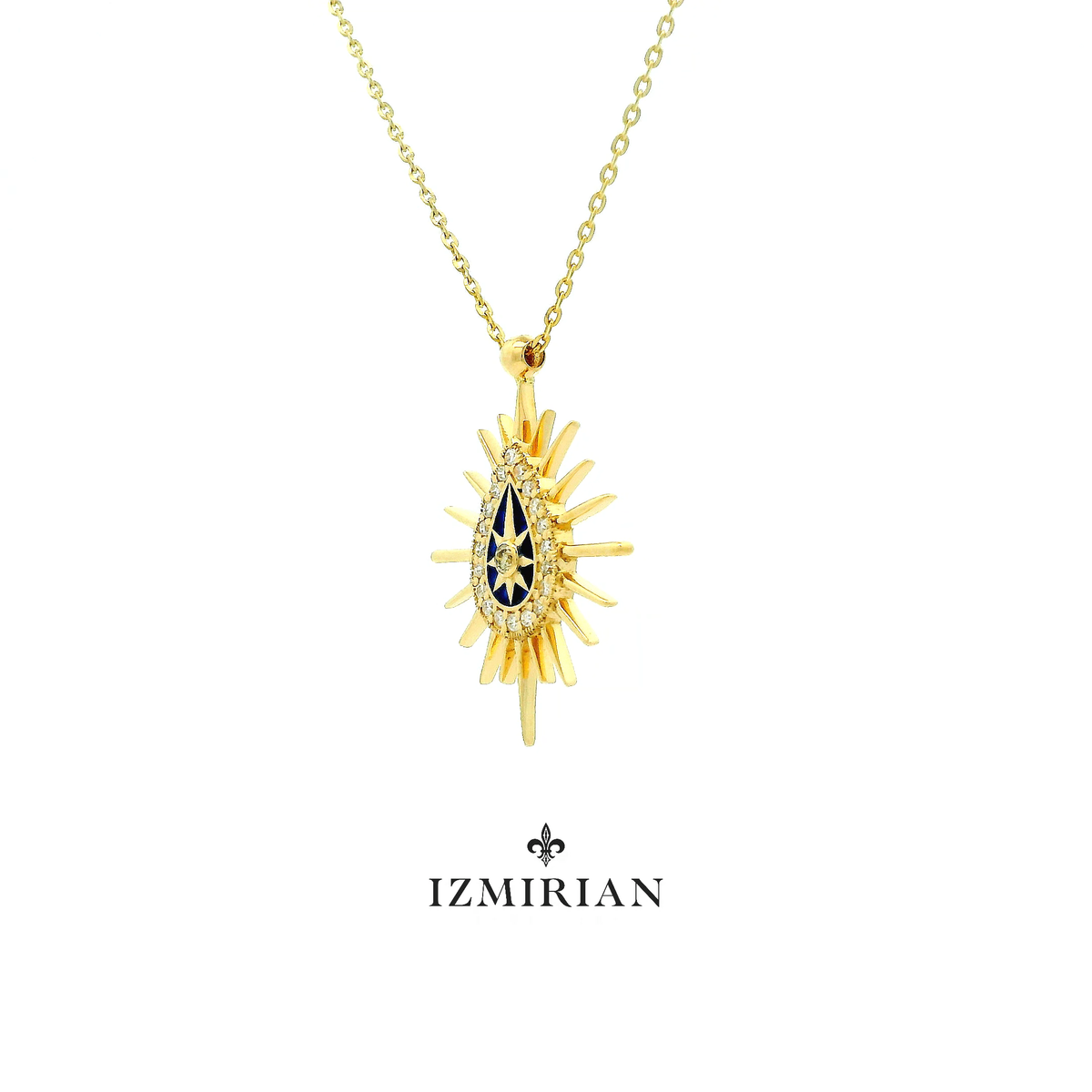 Cosmic Enamel Pear Sun Diamond Necklace