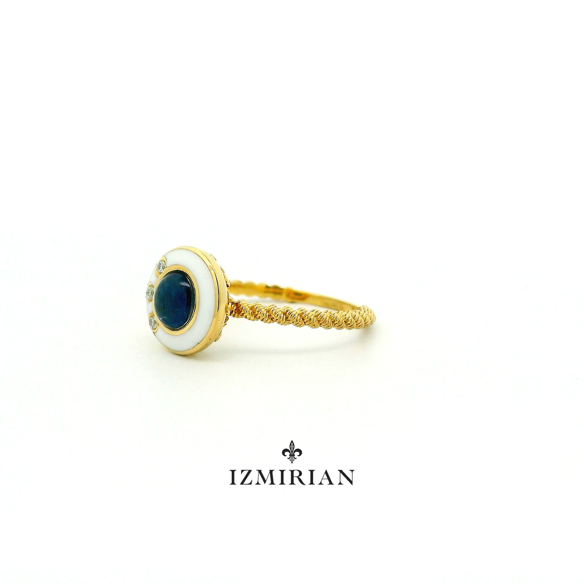 Cabochon Sapphire Medallion Diamond Ring