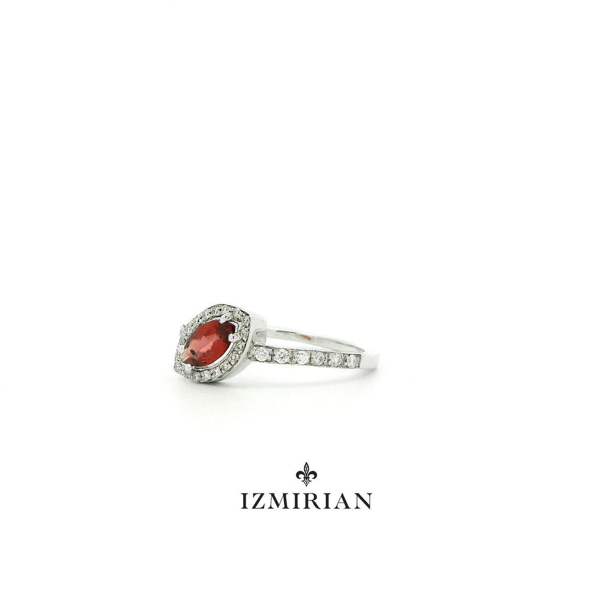 Marquise Sapphire Halo Diamond Ring