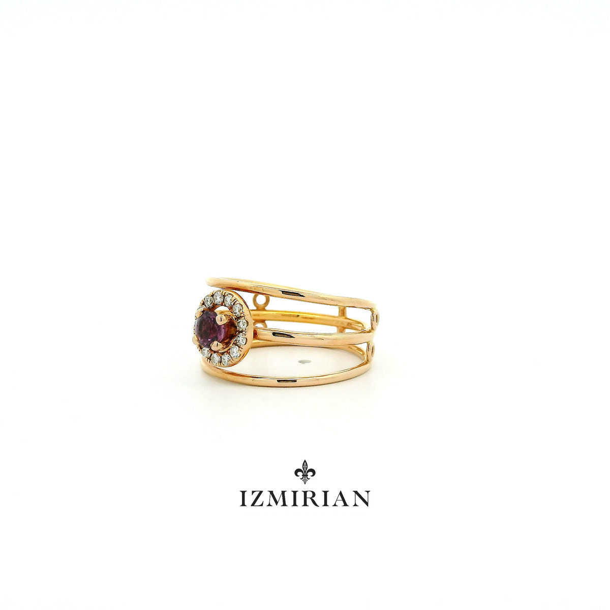 Ruby Halo Tiered Diamond Ring