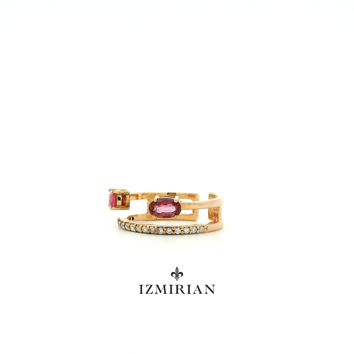 Twin Ruby Open Cuff Diamond Ring
