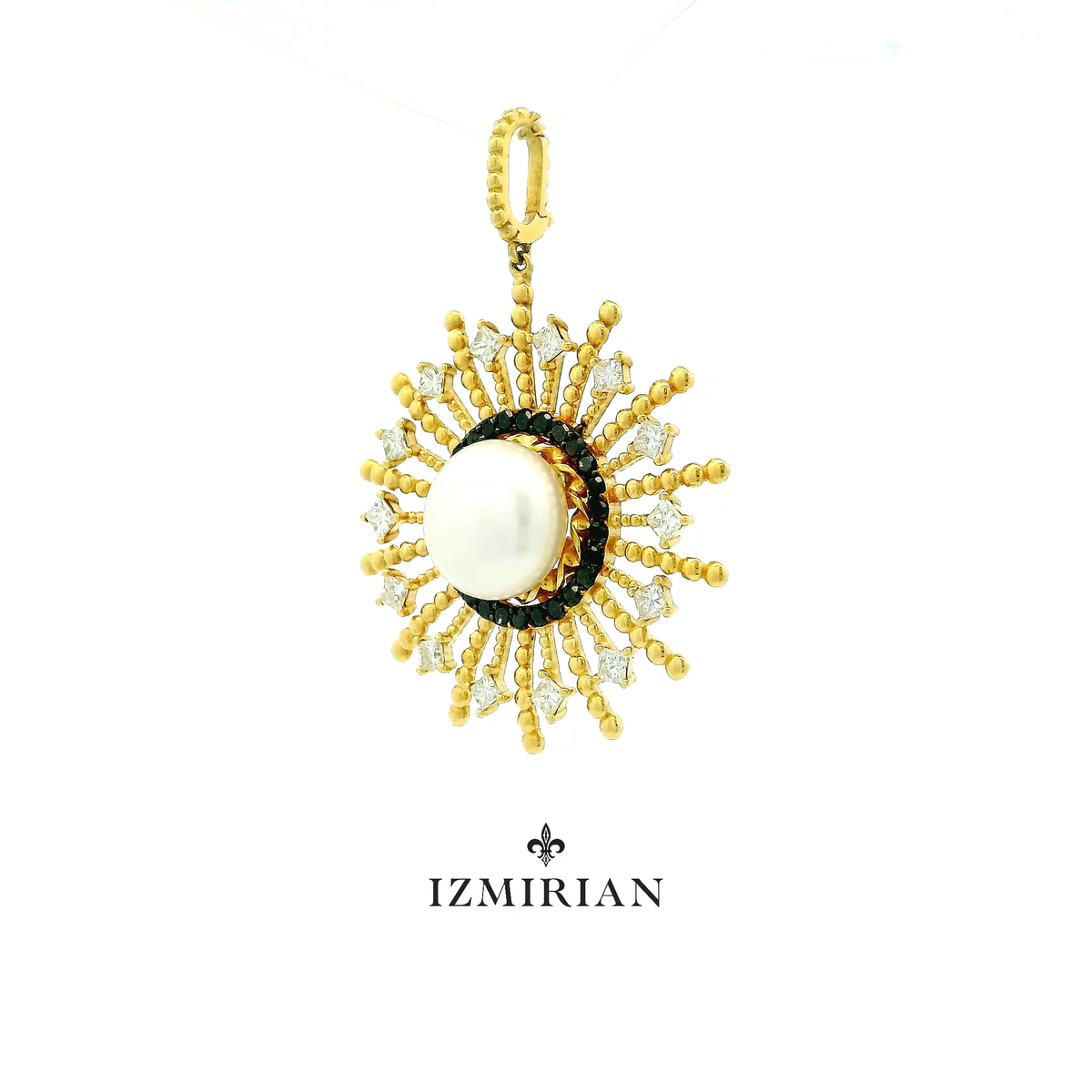 Pearl Sunburst Diamond Pendant