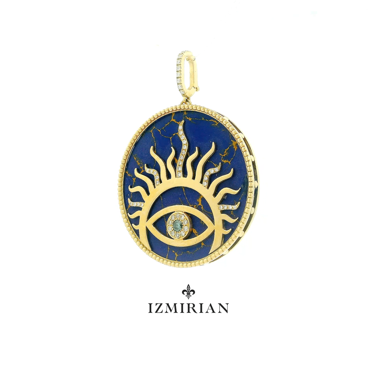 Lapis Eye Sunburst Diamond Pendant