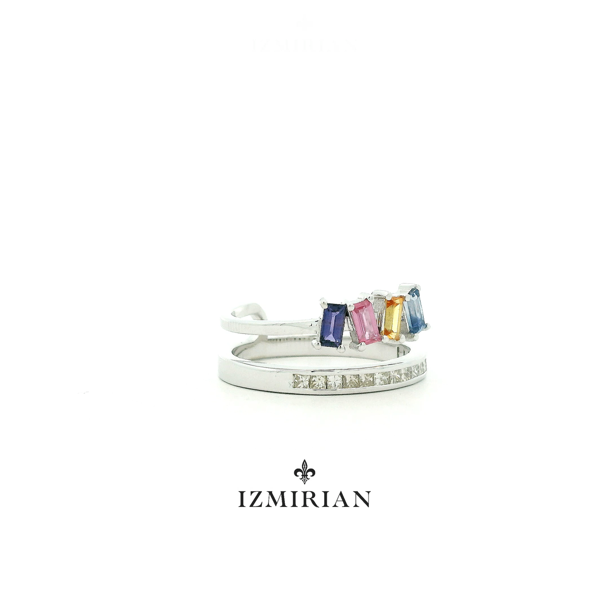 MultiColor Sapphire Baguette Diamond Ring