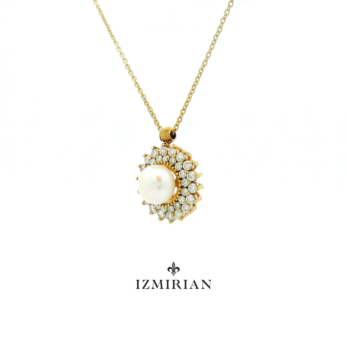 Pearl Sunburst Diamond Necklace