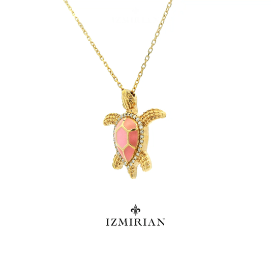 Enamel Turtle Diamond Necklace