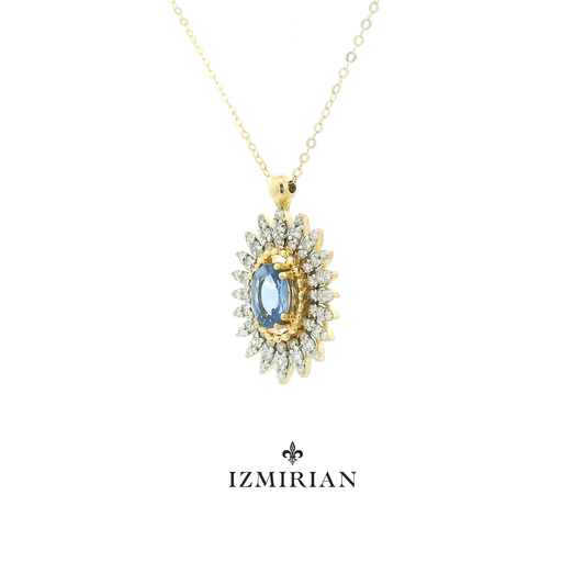 Blue Sapphire Burst Diamond Necklace