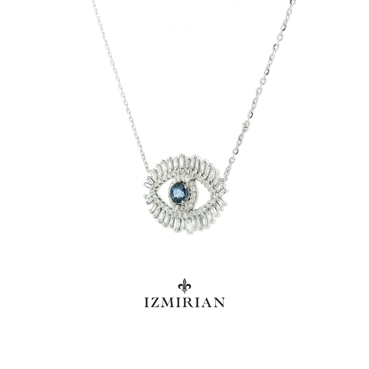 Baguette Diamond Evil Eye Necklace