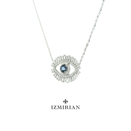 Baguette Diamond Evil Eye Necklace