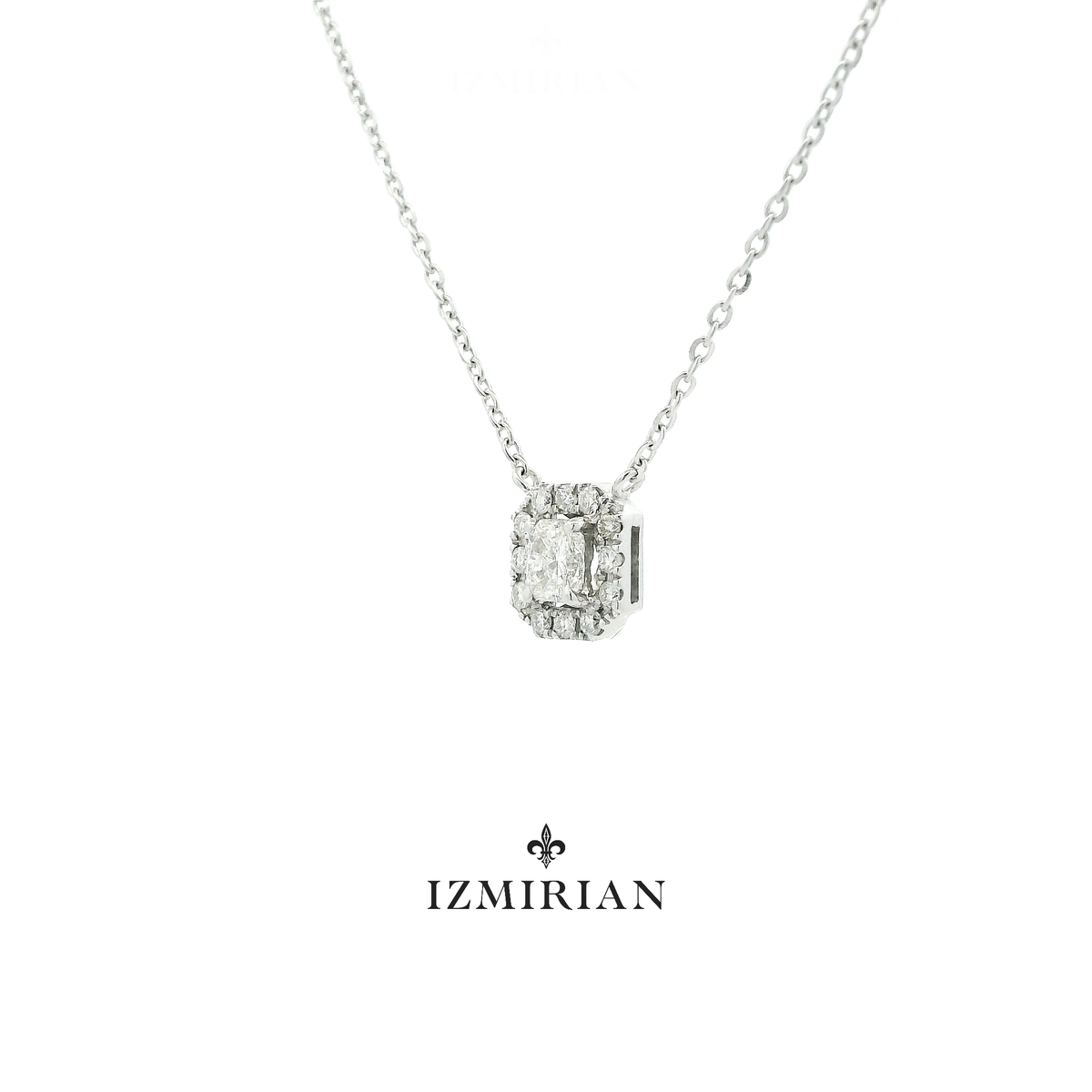 Square Halo Diamond Necklace