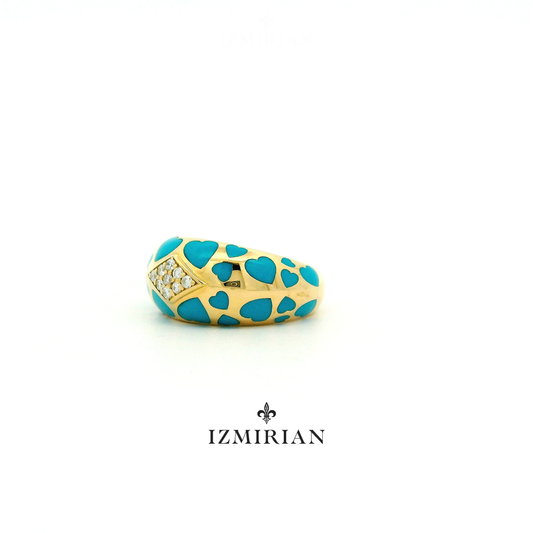 Enamel Hearts Diamond Ring