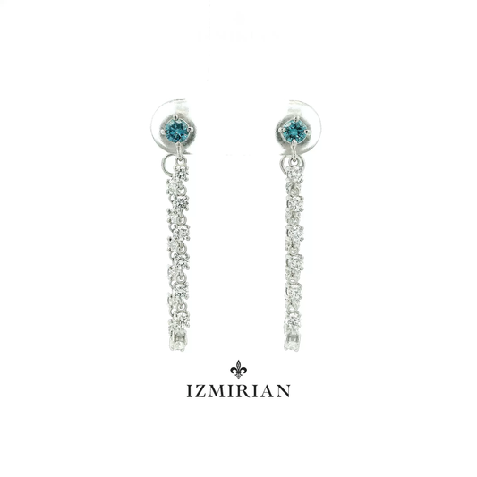 Blue Diamond Tassel Earrings