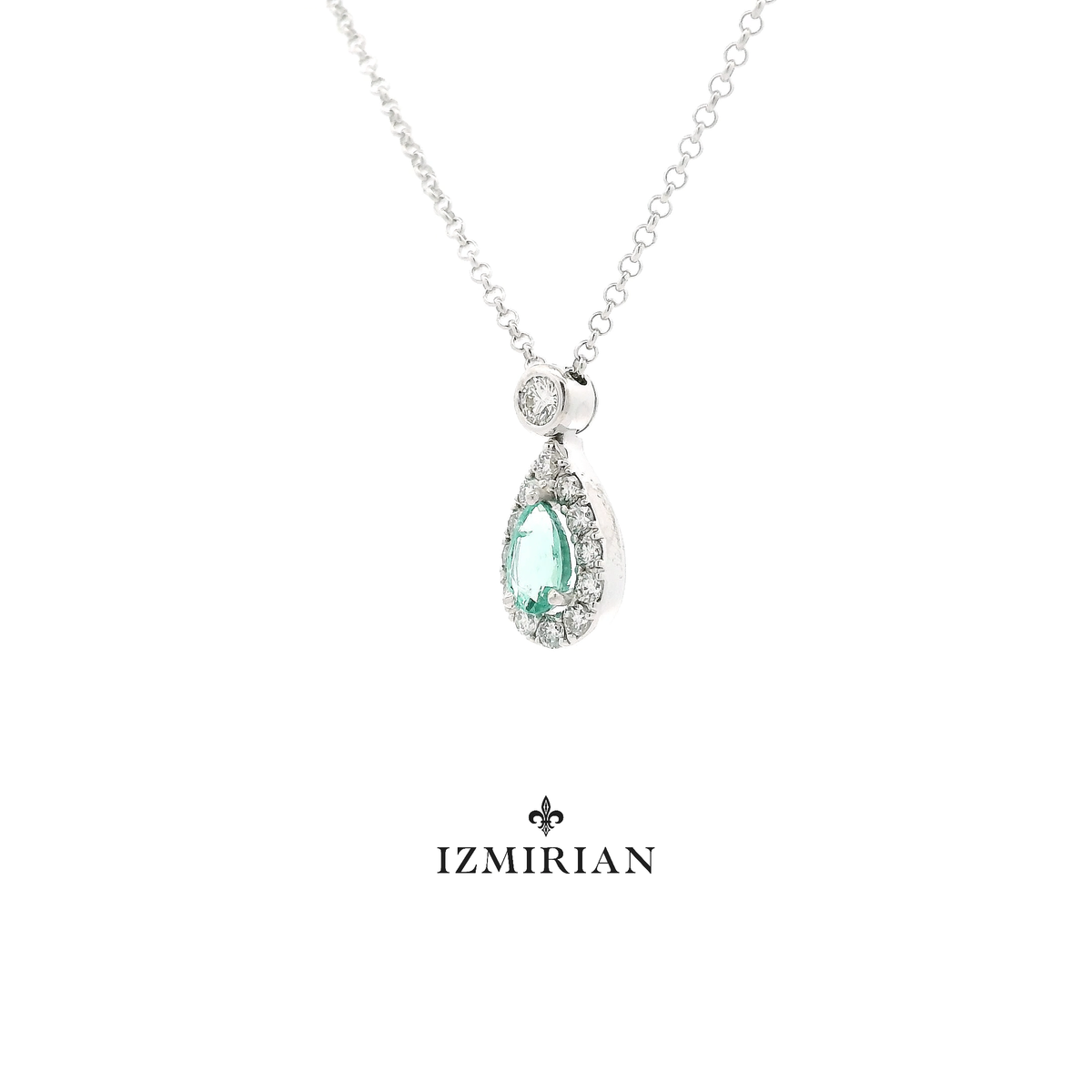 Emerald Pear Diamond Necklace