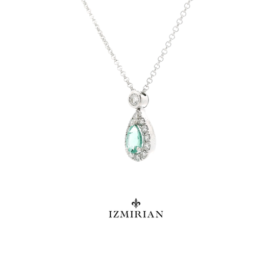 Emerald Pear Diamond Necklace