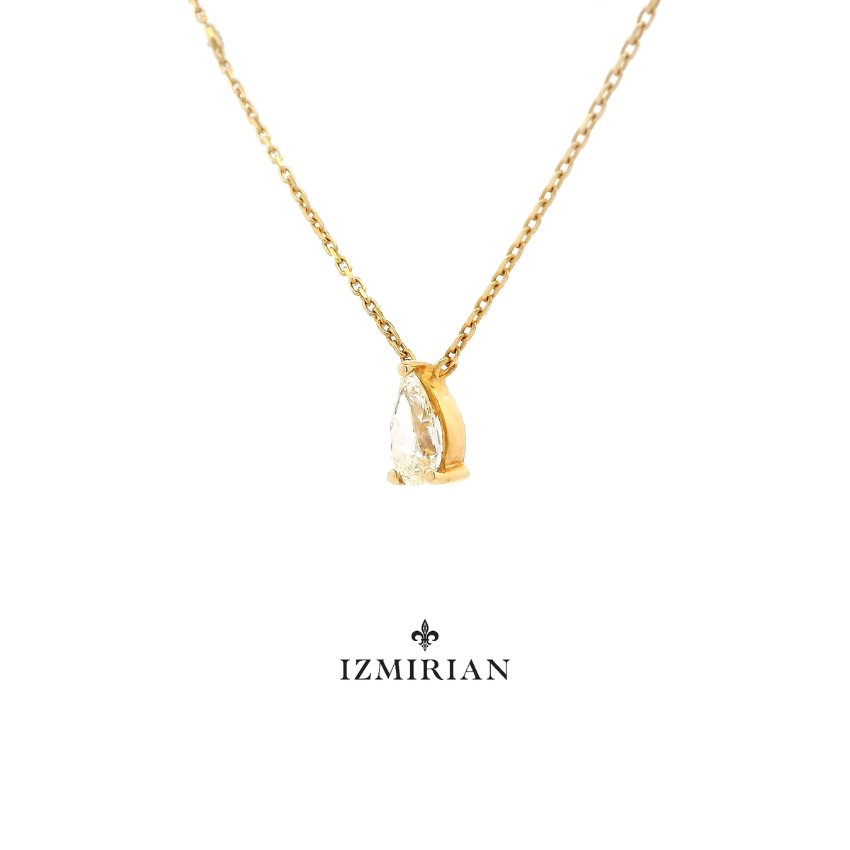 Pear-cut Solitaire Diamond Necklace