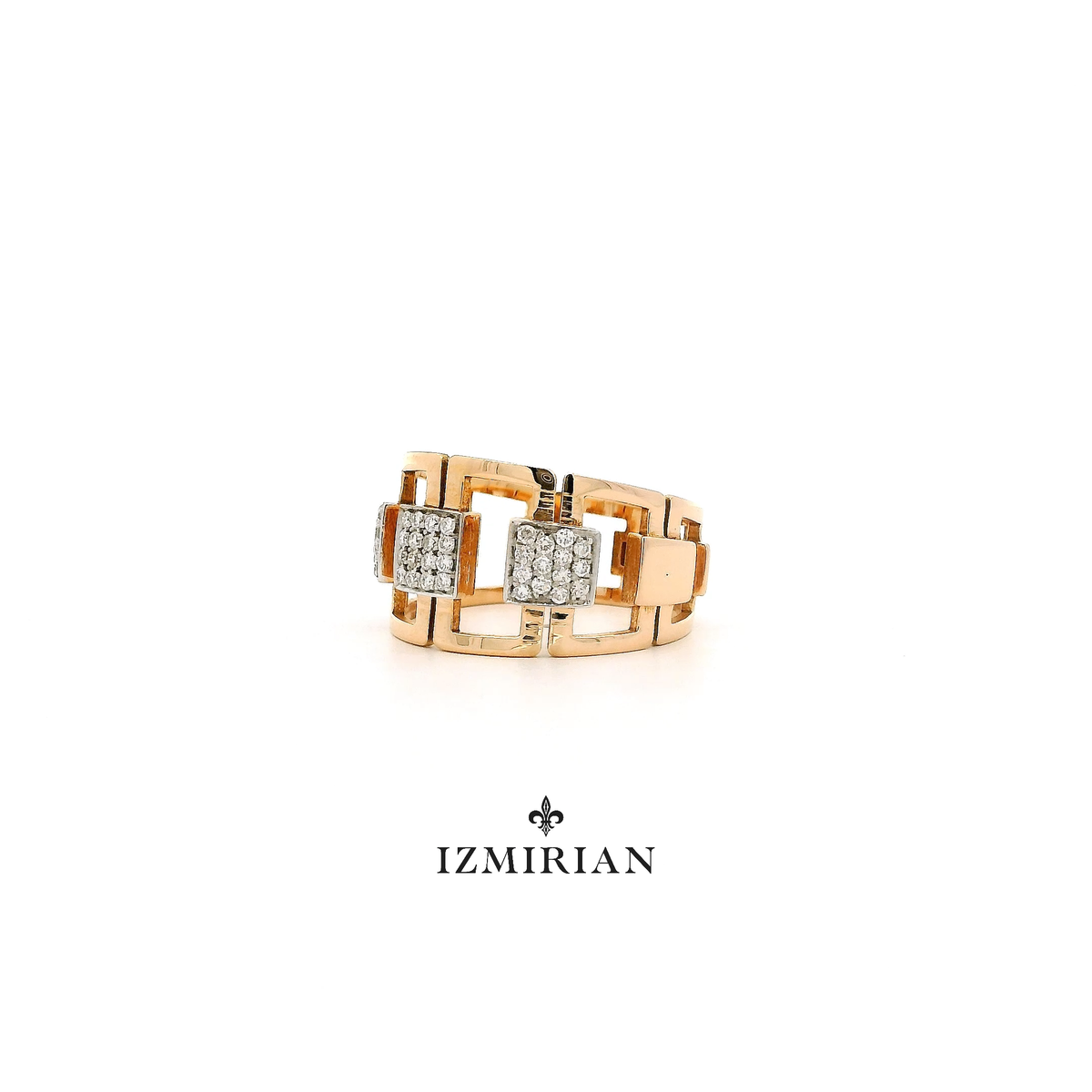 Geometric Pavé Diamond Ring