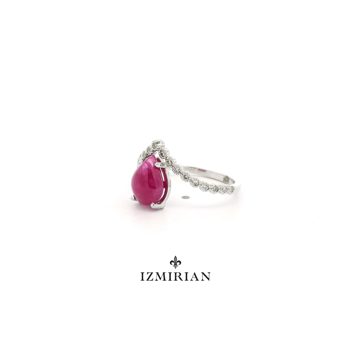 Ruby Cabochon Chevron Diamond Ring