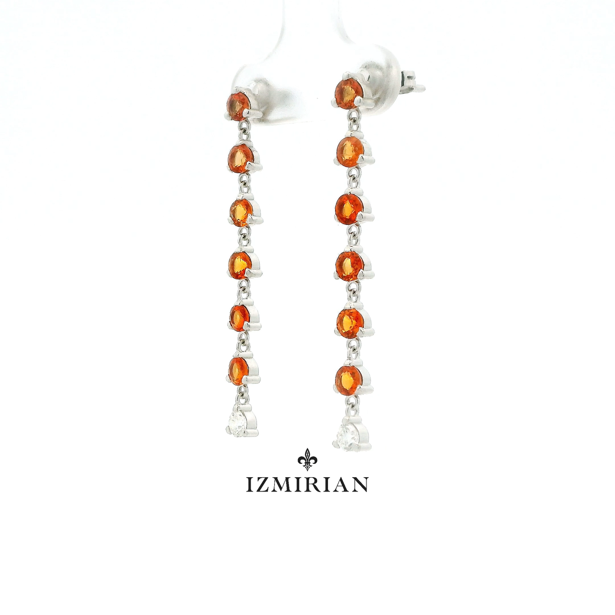 Vivid Orange Sapphire Drop Earrings