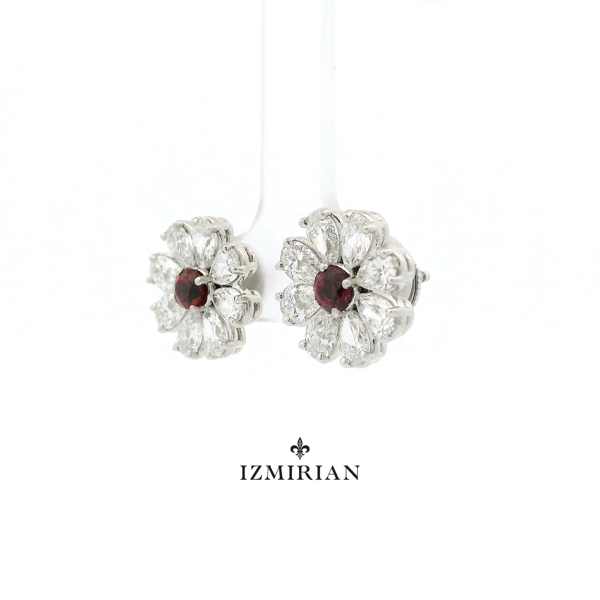 Ruby Blossom Diamond Earrings