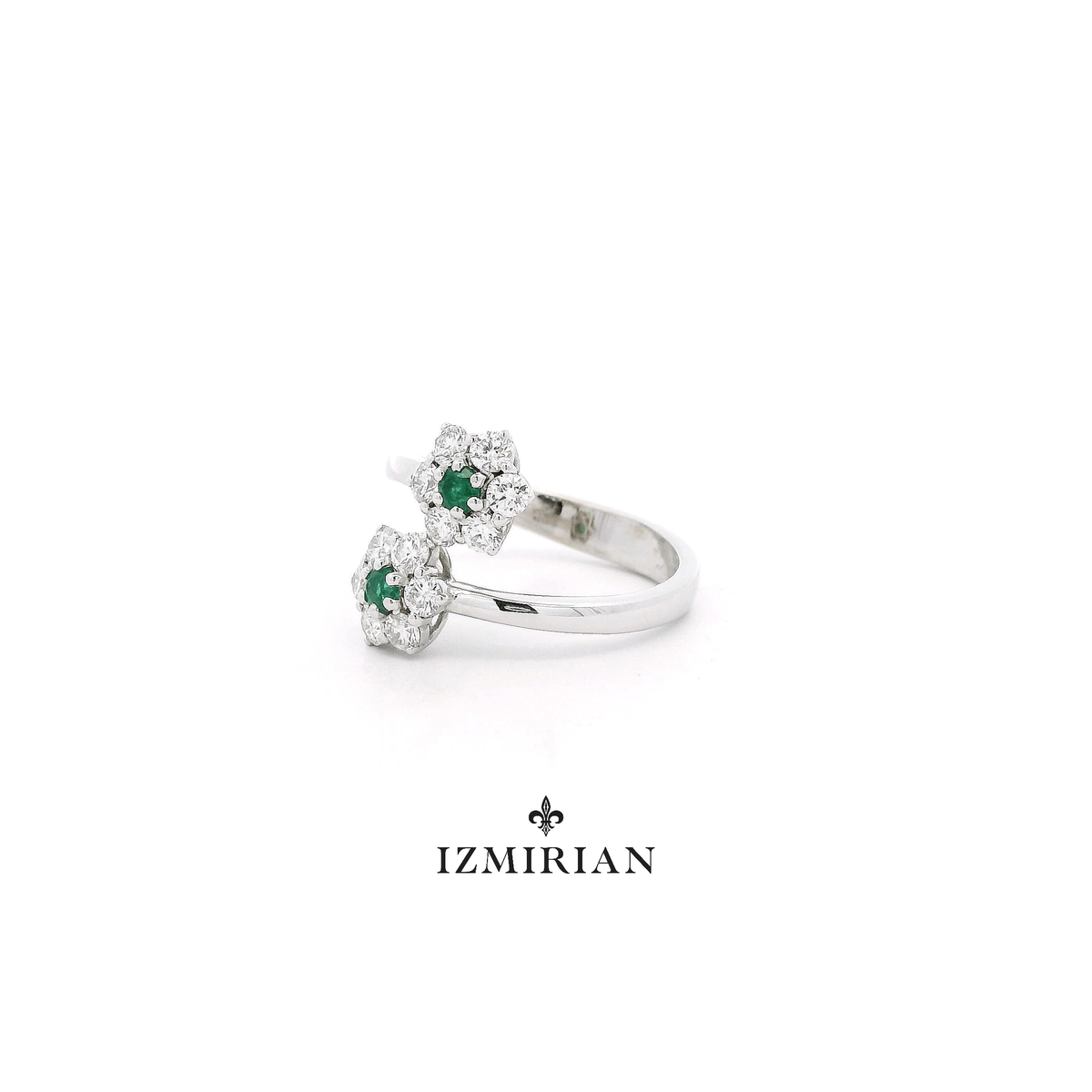Double Emerald Flora Diamond Ring