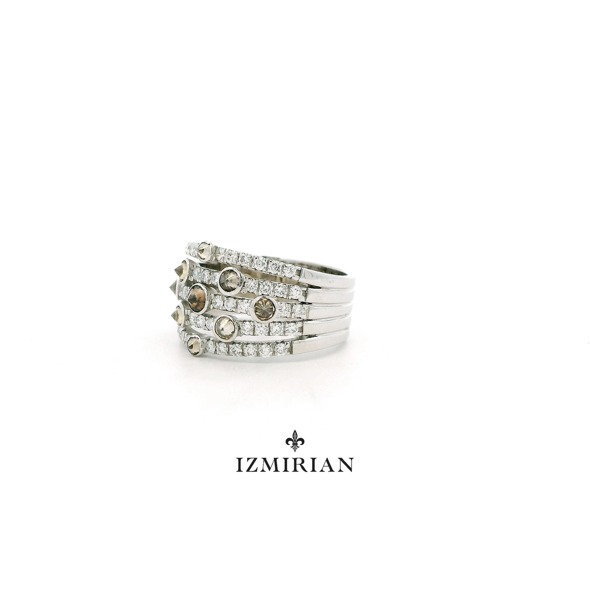Inverted Diamond Multi-row Ring