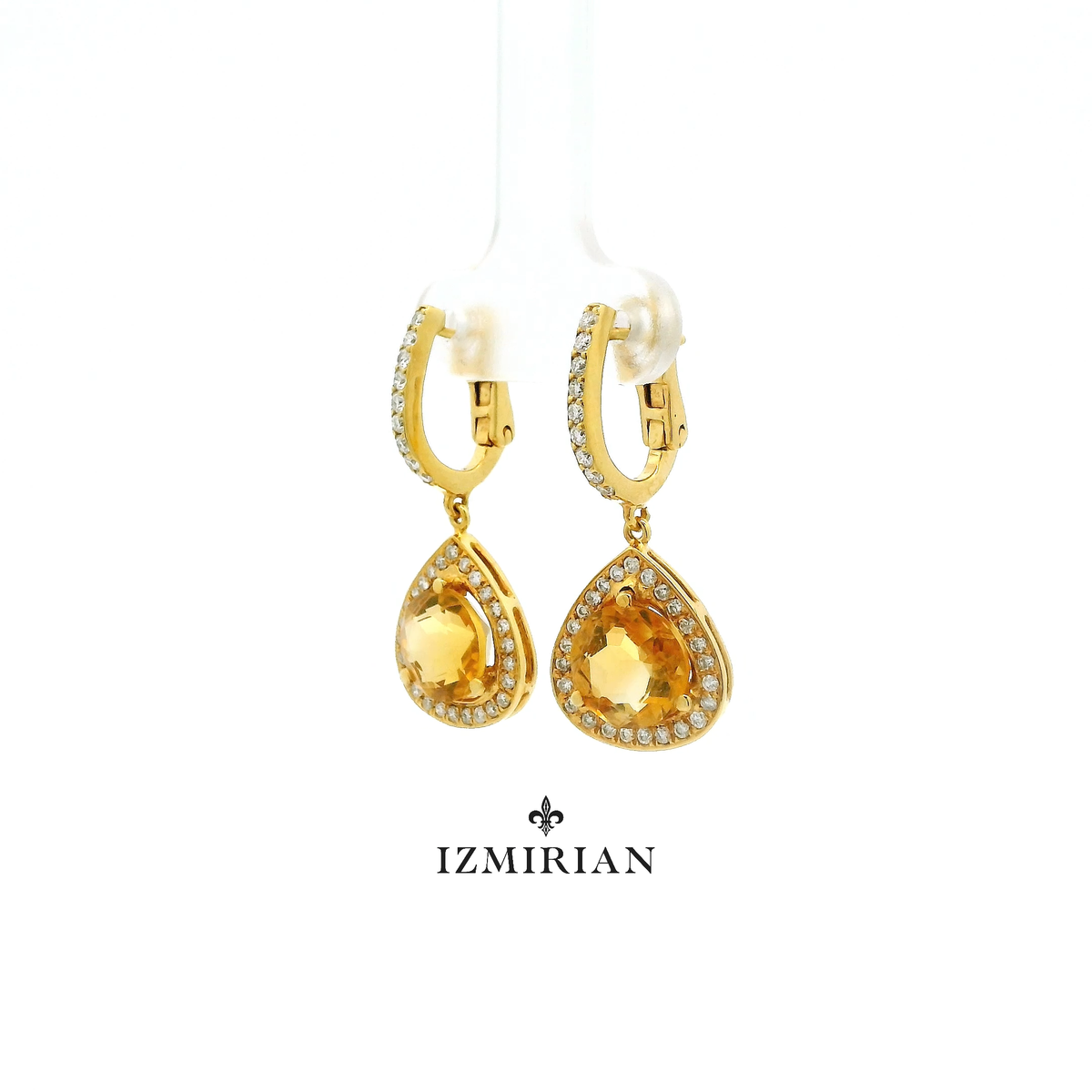 Citrine Drop Diamond Earrings
