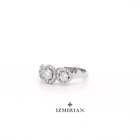 Three Halo Diamond Ring