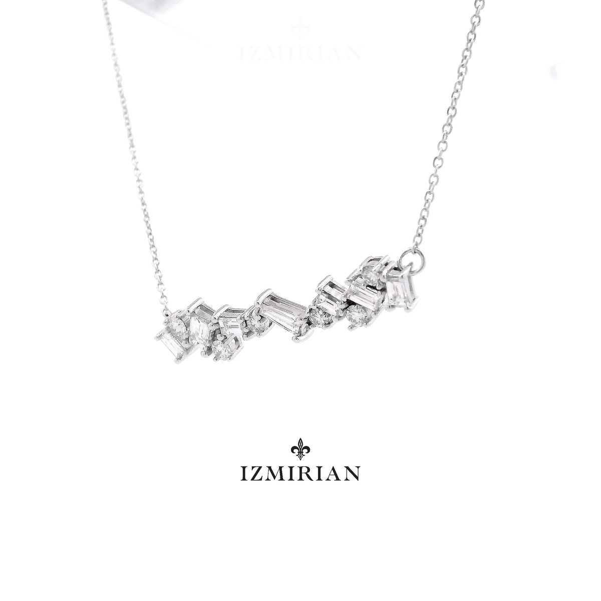 Diamond Cluster Bar Necklace