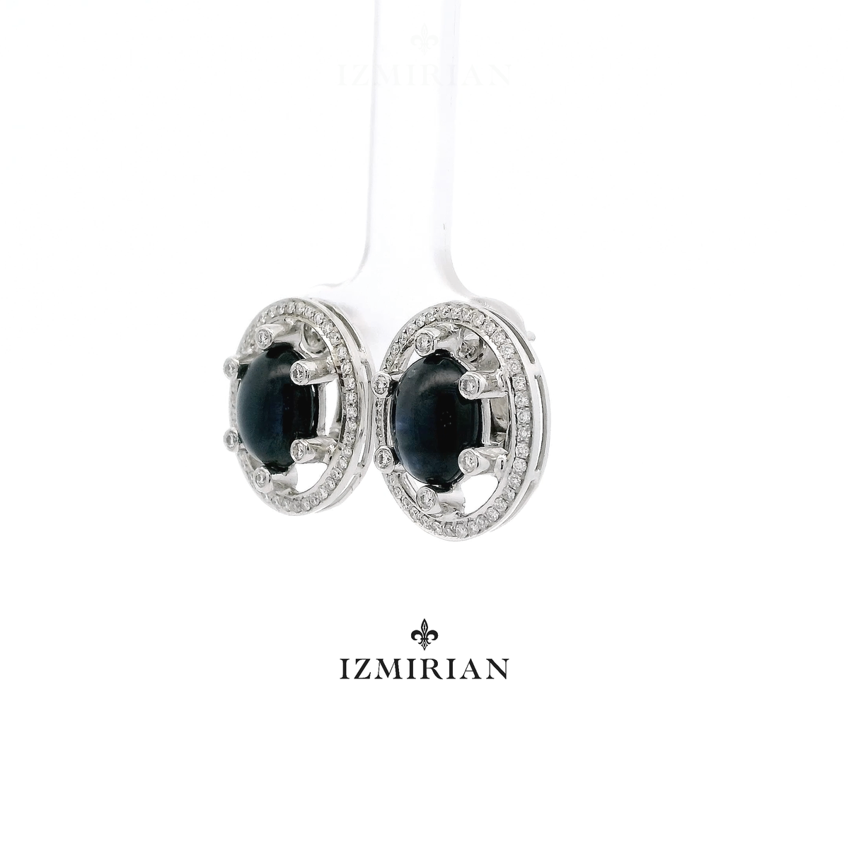 Sapphire Orbit Halo Diamond Earrings
