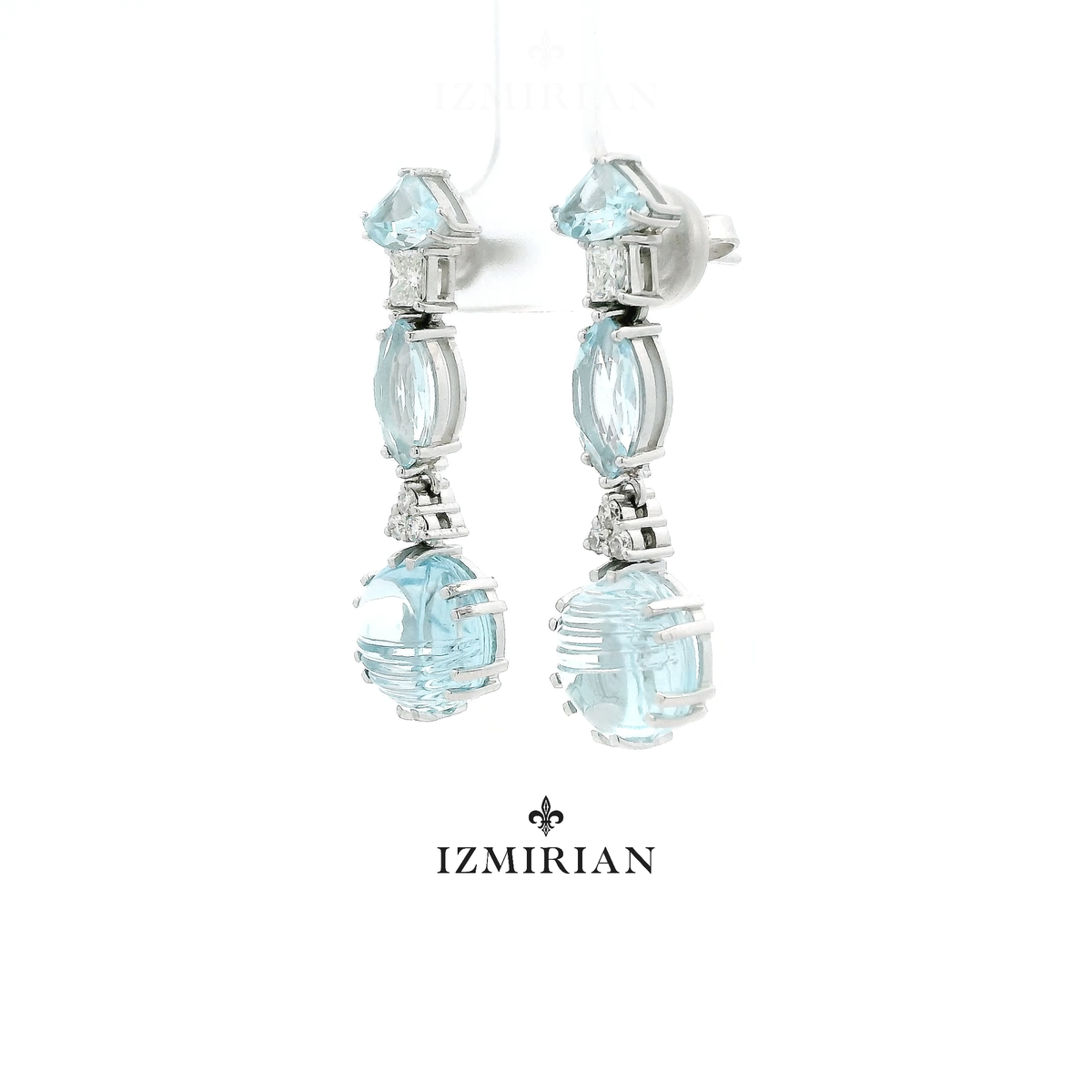 Blue Topaz Orbital Diamond Drop Earrings