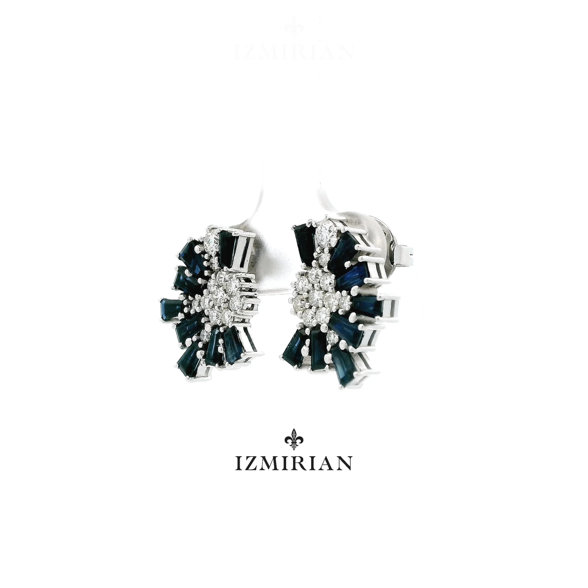 Sapphire and Diamond Fan Earrings