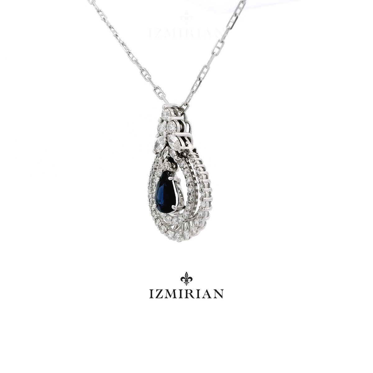 Teardrop Sapphire Diamond Necklace