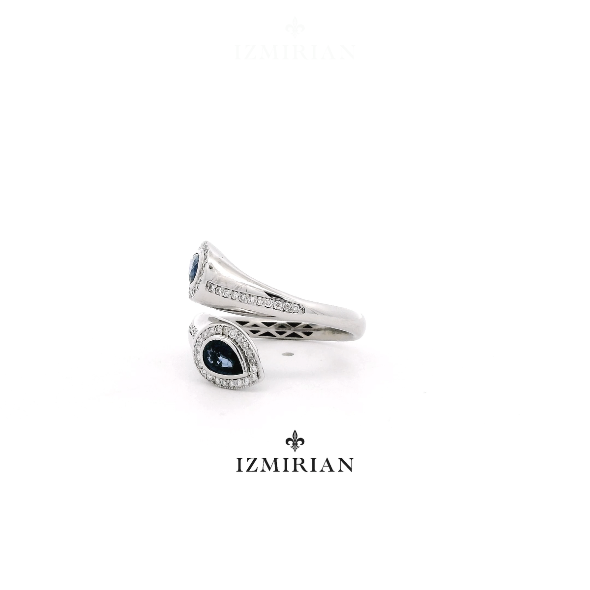 Teardrop Sapphire Twin Diamond Ring