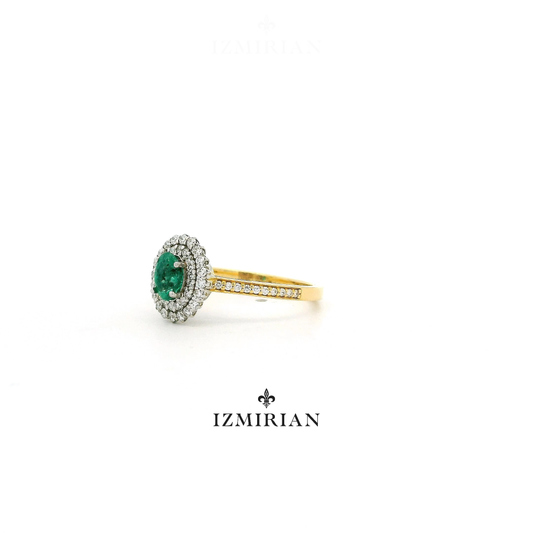Regal Emerald Halo Diamond Ring