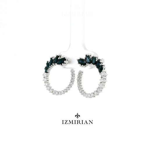 Sapphire Swirl Diamond Hoop Earrings