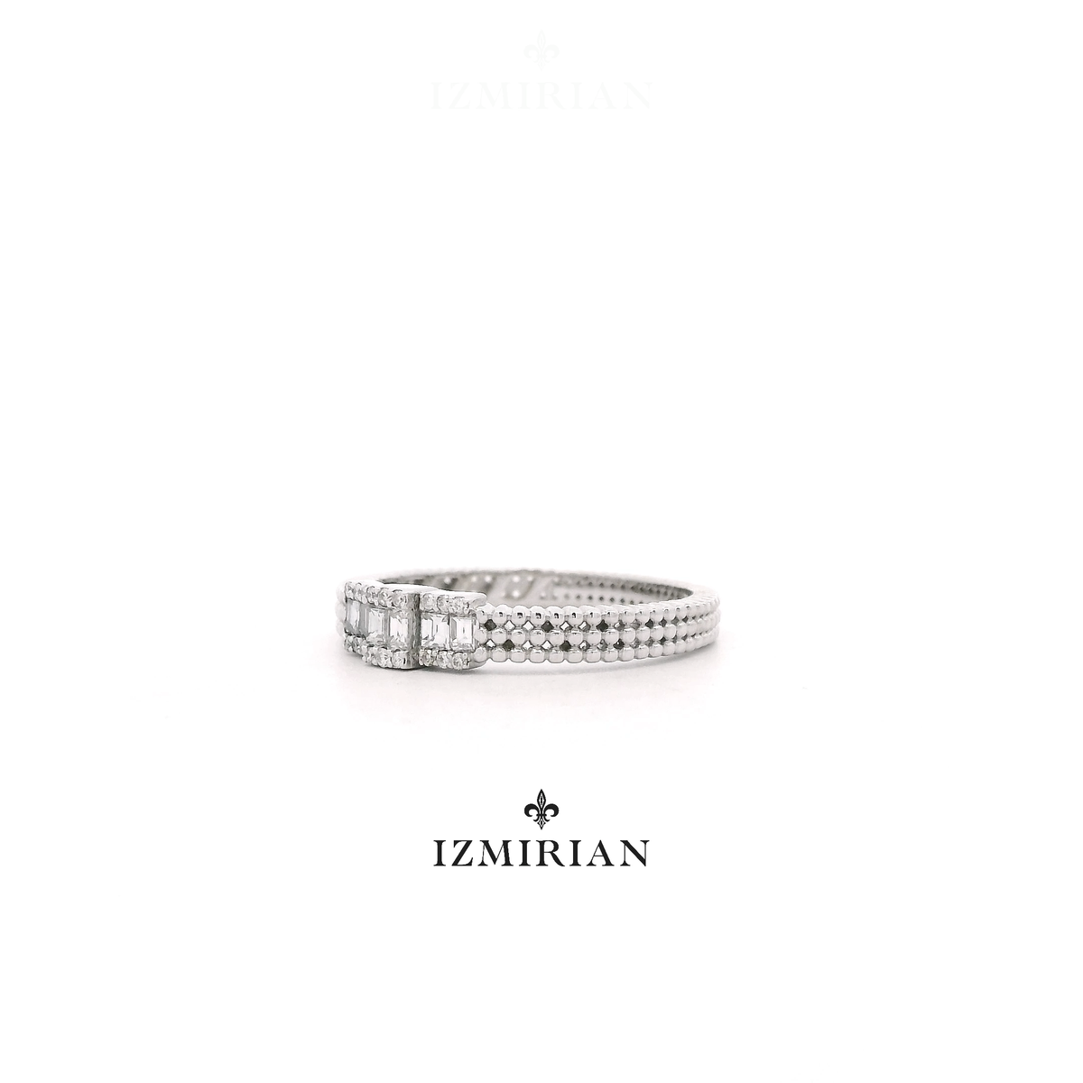 Trinity Beaded Baguette Diamond Ring