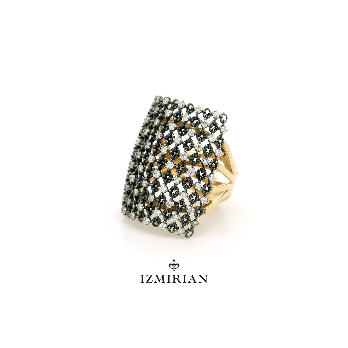 Diamond Mesh Rhodium Ring